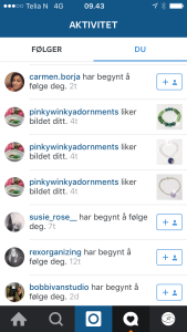 Eksempel på hvordan interakssjon med andre brukere varsles på Instagram